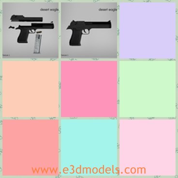 3d model the pistol - This is a 3d model of the pistol,which is the necessary tool in desert.The model is called as the Desert Eagle.