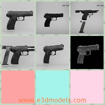 3d model the pistol - This is a 3d model of the pistol,which is black and sharp.The model is the common weapon in the army.