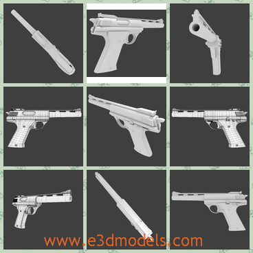 3d model the pistol - This is a 3d model of the pistol,which is the weapon in the military.The model is common in western country.