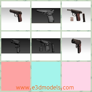 3d model the pistol of Russia - This is a 3d model of the pistol of Russia,which is black and dangerous.The gun resulted from a design competition for replacing the Tokarev TT-33 semi-automatic pistol