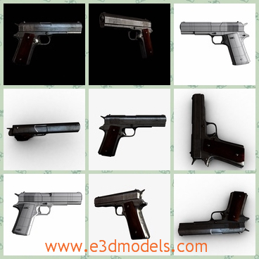3d model the pistol-the handgun - This is a 3d model of the pistol,which is also called the handgun.The model is ready for rendering and games.