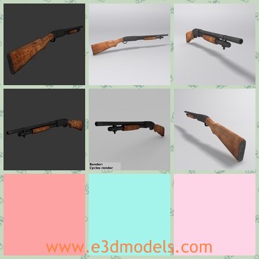 3d model the shotgun - THis is a 3d model of the shotgun,which is the games tool.The gun is long and created with a wooden handle.