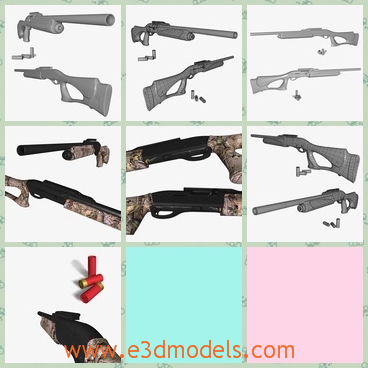 3d model the shotgun - This is a 3d model of the shotgun,which was made in high quality.The model can be used easily applying turbosmooth. All colors can be easily modified.