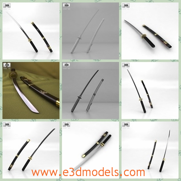 3d model the sword and sheath - This is a 3d model of the sword and sheath,which is sharp and the model is popular in Japan.Most soldiers of Japan have the weapin.