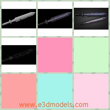 3d model the sword as a weapon - This is a 3d model of the sword,which has two gaps on it.The model is made with exotic style.
