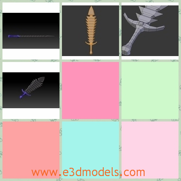 3d model the sword in special shape - This is a 3d model of the sword in special shape.Also because of the fantasy &quotshort hilt, massive blade&quot phenomenon that is visible in this weapon, it could easily fit into almost any type of game that requires killing ogres, slaying dragons, or fighting against an antagonist who hates massive cutting weapons