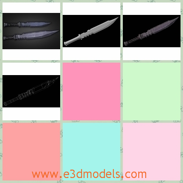 3d model the sword – the dagger - This is a 3d model of the dagger or sword with out covers,which exists in the medieval period of time.The dagger is popular in the games.