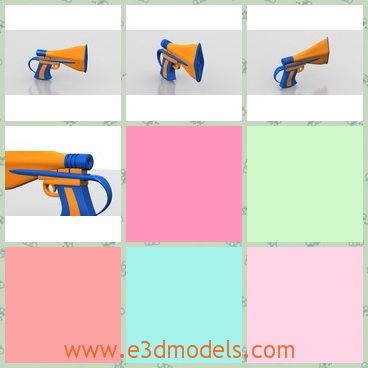 3d model the toon gun - This is a 3d model of the toon gun,which is orange and cute.The model was made in 2012 and is common in the life.