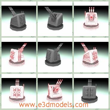 3d model the turret with guns - This is a 3d model of the turret with guns,which is the weapon in the military.The model is made with the gun on the top.
