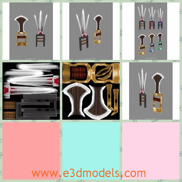 3d model the weapons - This is a 3d model of the weapons,which is made of the knives and it is sharp and solid.The model is shining and it is showed in different shapes.