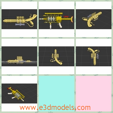 3d models of steampunk weapons - These 3d models are about steampunk weapons which include a gatling and a ray gun. These weapons are very complex and advanced.