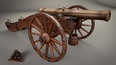 3d model a cannon on the cart